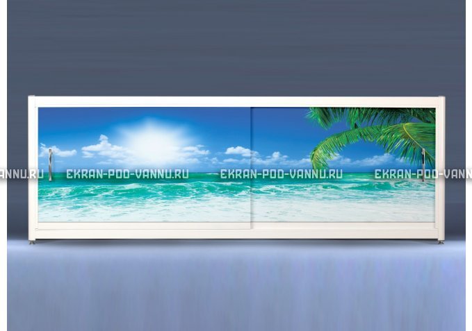 Экран на роликах EUROPLEX Пляж – купить по цене 12400 руб. в интернет-магазине в городе Оренбург картинка 1