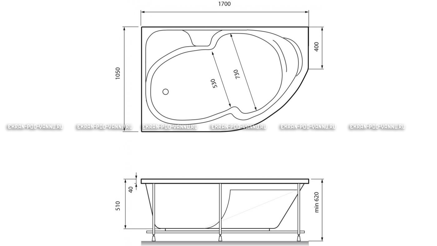 Акриловая ванна Relisan Sofi 170x105 – купить по цене 23480 руб. в интернет-магазине в городе Оренбург картинка 13