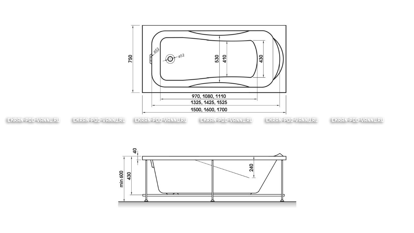 Акриловая ванна Relisan Elvira 150x75 – купить по цене 15260 руб. в интернет-магазине в городе Оренбург картинка 10