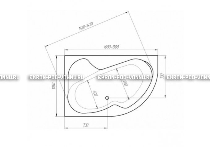 Акриловая ванна 1MarKa Aura 150x105 – купить по цене 16250 руб. в интернет-магазине в городе Оренбург картинка 3