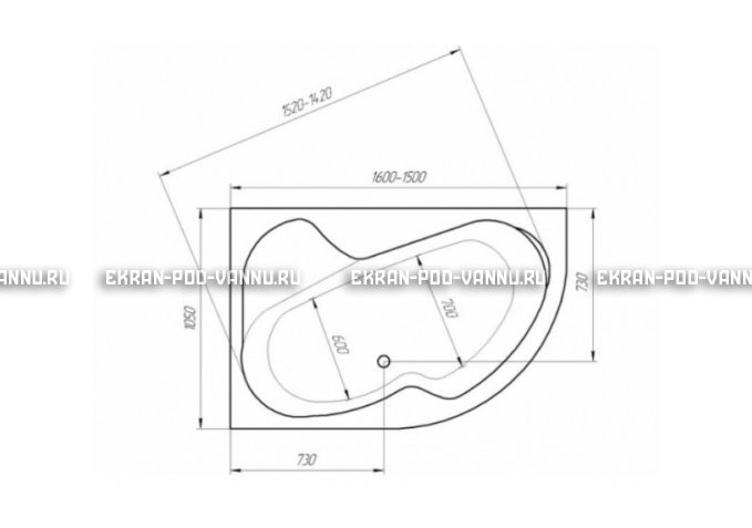 Акриловая ванна 1MarKa Imago 160x105 – купить по цене 16700 руб. в интернет-магазине в городе Оренбург картинка 3