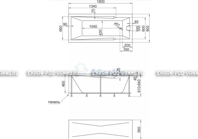 Акриловая ванна 1MarKa Raguza 180x80 – купить по цене 17854 руб. в интернет-магазине в городе Оренбург картинка 4