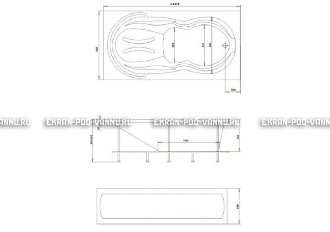 Акриловая ванна 1MarKa Taormina 180x90 – купить по цене 17670 руб. в интернет-магазине в городе Оренбург картинка 3