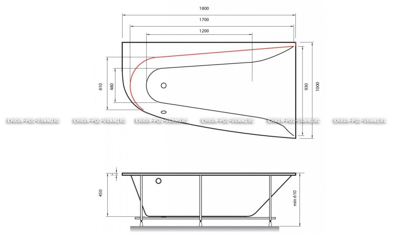 Акриловая ванна Vayer Boomerang 180x100 – купить по цене 53030 руб. в интернет-магазине в городе Оренбург картинка 13