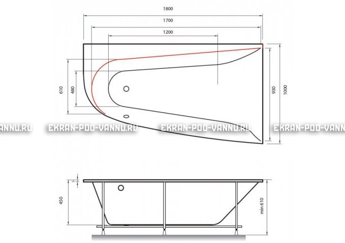 Акриловая ванна Vayer Boomerang 180x100 – купить по цене 53030 руб. в интернет-магазине в городе Оренбург картинка 2