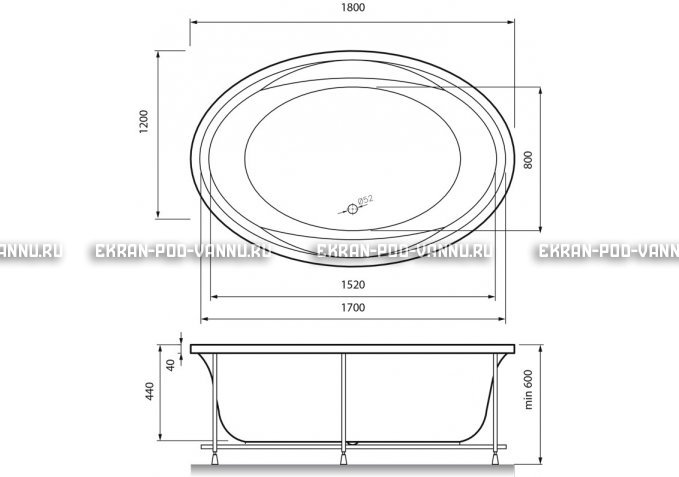 Акриловая ванна Vayer Opal 180x120 – купить по цене 33850 руб. в интернет-магазине в городе Оренбург картинка 4