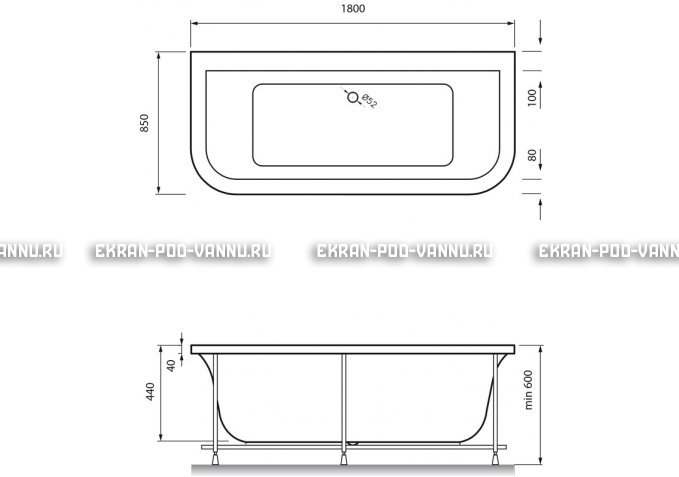 Акриловая ванна Vayer Options BTW 180x85 – купить по цене 25880 руб. в интернет-магазине в городе Оренбург картинка 4